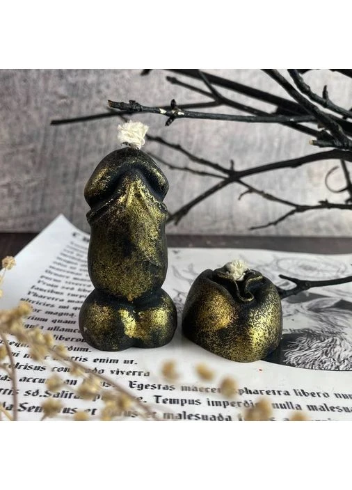 Восковая черная свеча в золоте - мужское начало (3,5х6,5см) 5Candles (396296428)