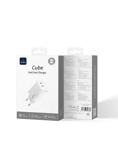 Мережевий зарядний пристрій Cube 67W 2C+A GaN Fast Charger Wi-G026 EU Білий WIWU (389206712)