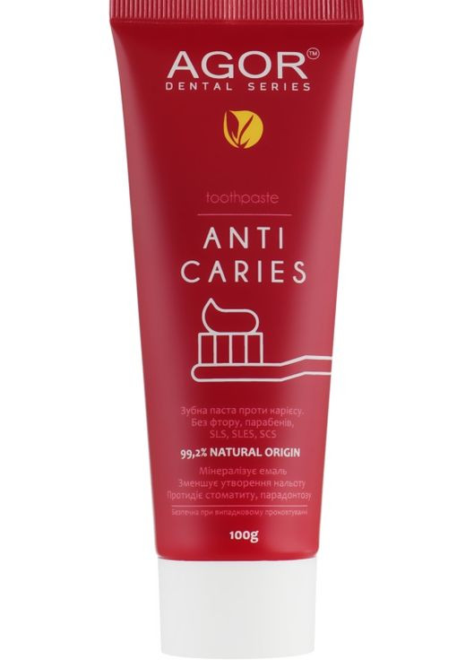 Зубная паста "Антикариесная" с гранатом и орехом Anti Caries Toothpaste 100g (821848-25826) Agor (368665995)