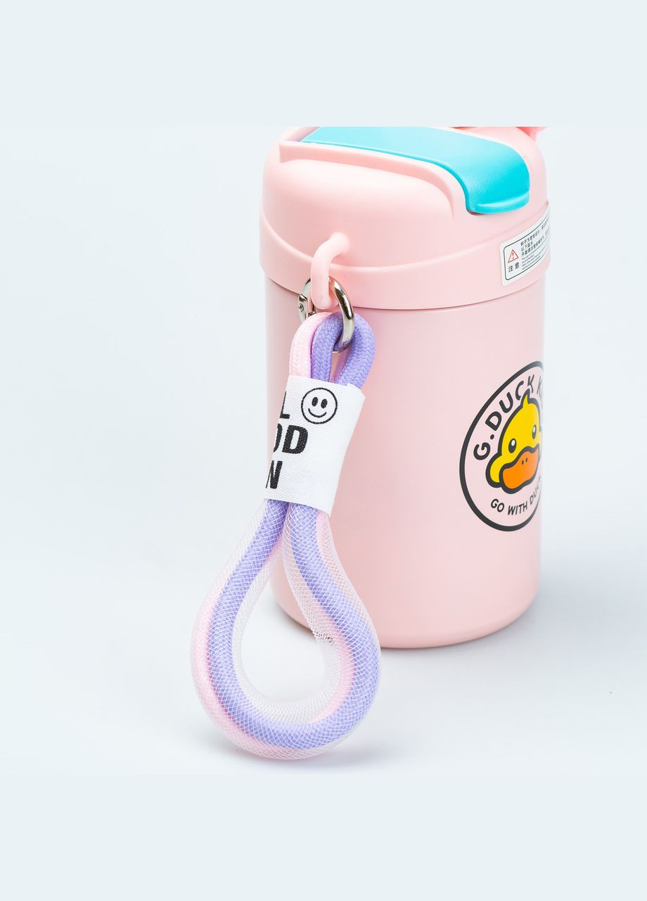 Детский термос с трубочкой с ремешком 460 мл Happy Life (315637448)