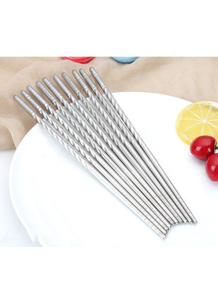 Многоразовые металлические палочки для еды из нержавейки 5 пар в подарочной коробке No Brand (362135506)