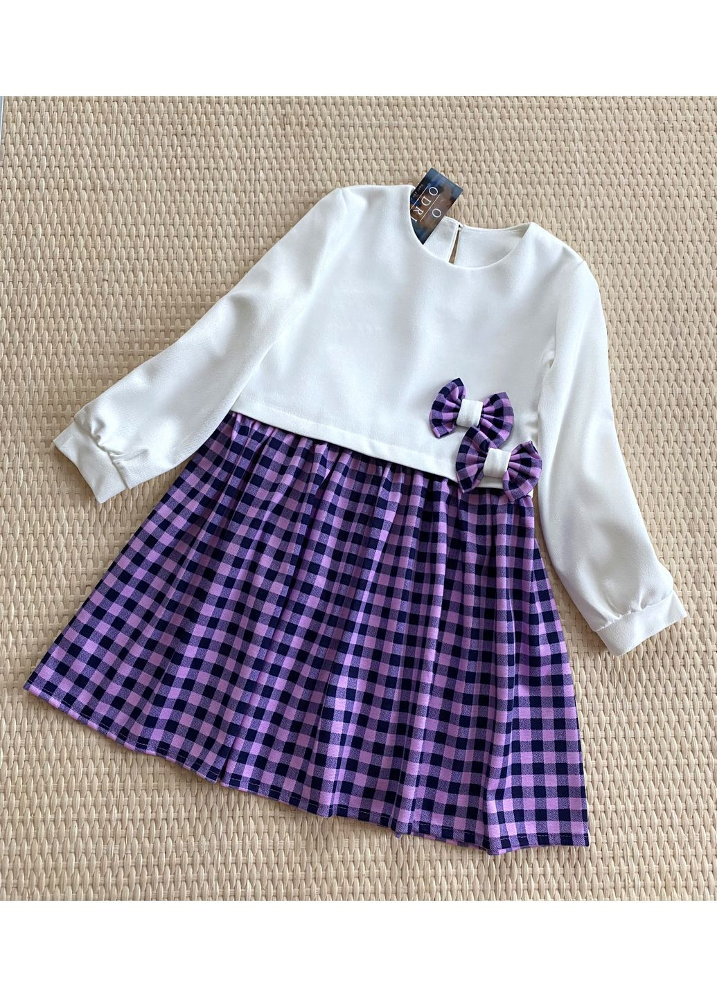 Комбінована стильна сукня для дівчинки у фіолетову клітинку (00141) Odri (360949105)