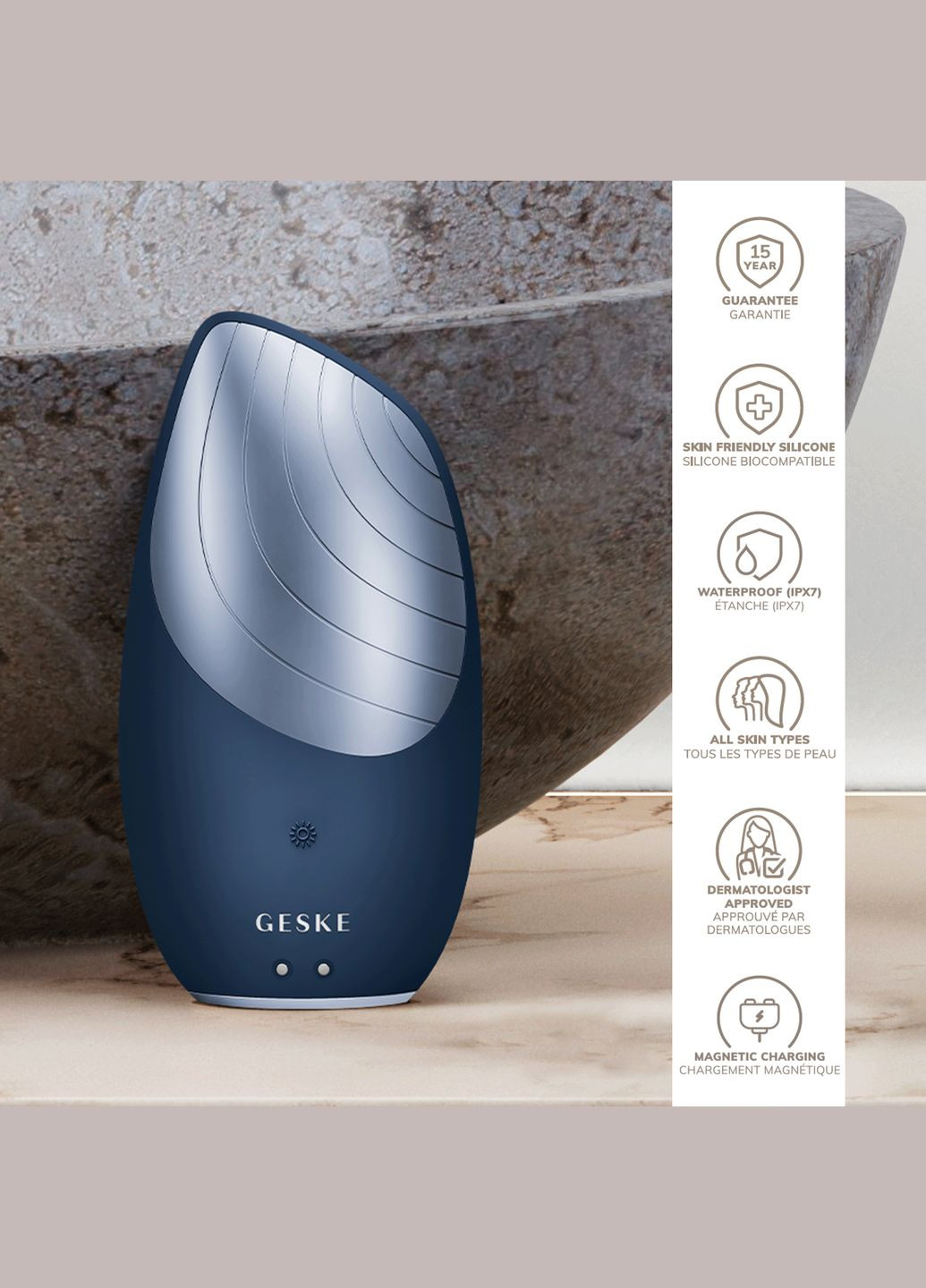 Електронна звукова термо щітка для обличчя Sonic Thermo Facial Brush 6в1 midnight GESKE (341526067)