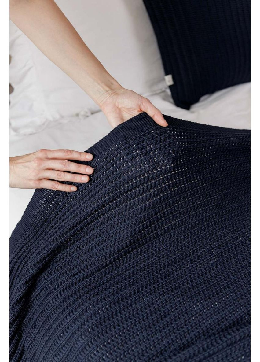 Вязаная наволочка COTTON синяя 45х45 см декоративная для интерьера. ProDobro (369378076)