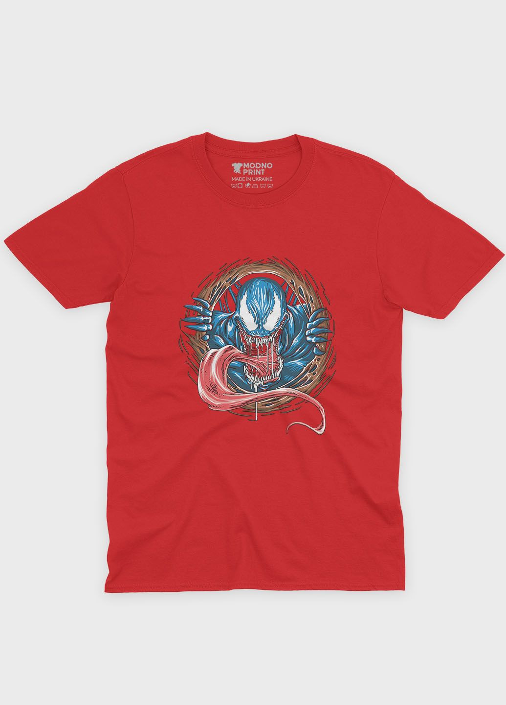 Красная демисезонная футболка для мальчика с принтом супервора - веном (ts001-1-sre-006-013-007-b) Modno
