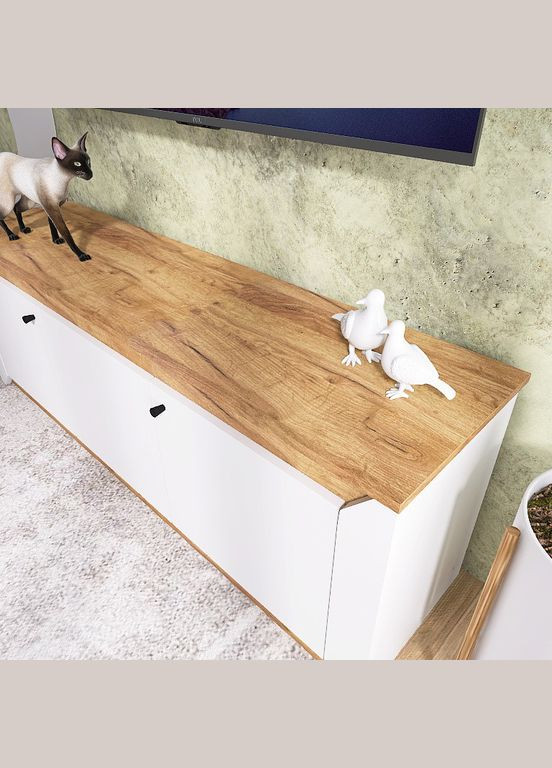 Тумба під телевізор Нордік ТВ1500 Білий + Дуб крафт золотий (DTM-5541) Еверест (315496308)