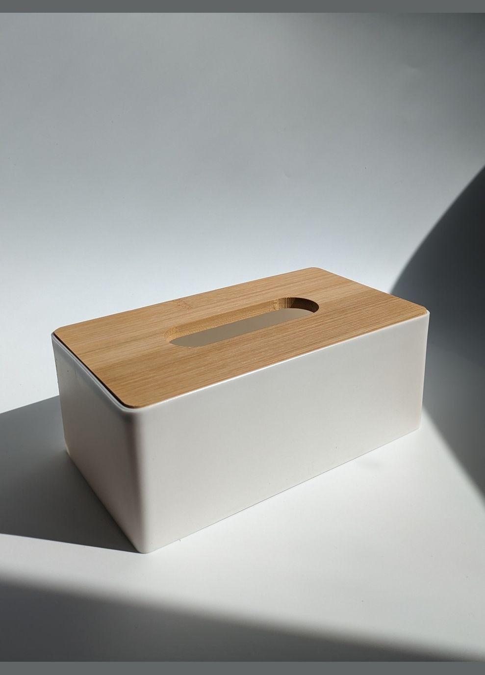 Салфетка 21 х 12 х 8 см с бамбуковой крышкой белая No Brand (347332508)