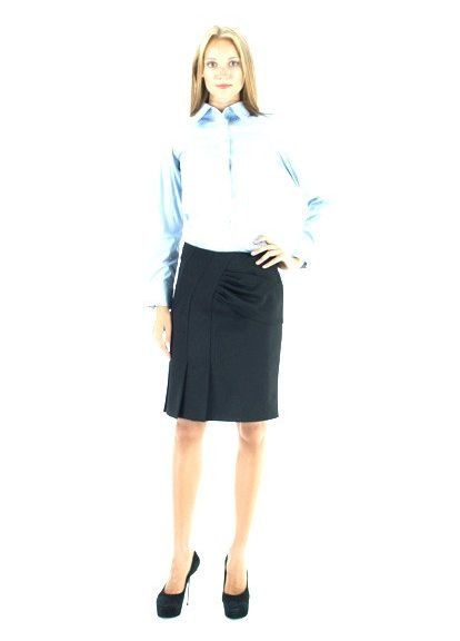 Черная офисная черная юбка женская со складками ю69 2 Льва
