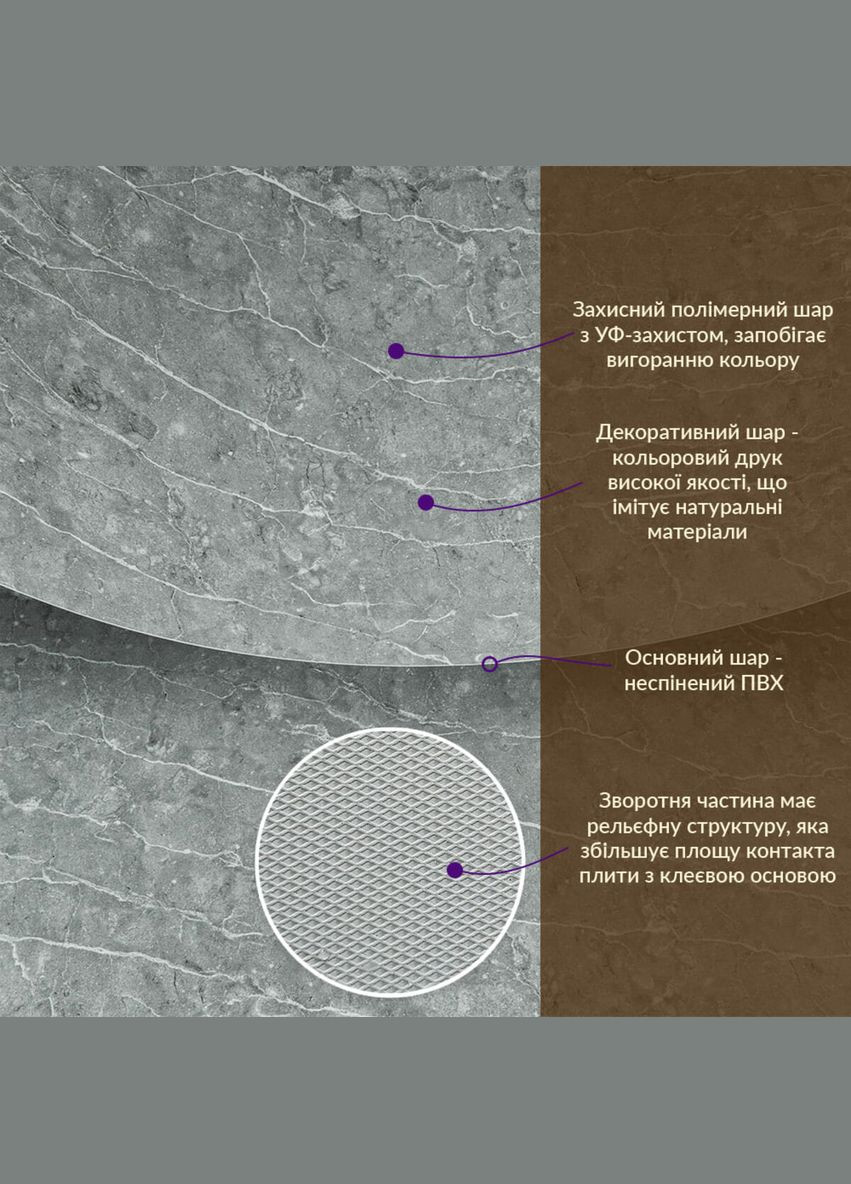 Декоративна плита ПВХ 1,22м х 2,44м х 3мм Металік мармур SW-00001409 Sticker Wall (315791136)