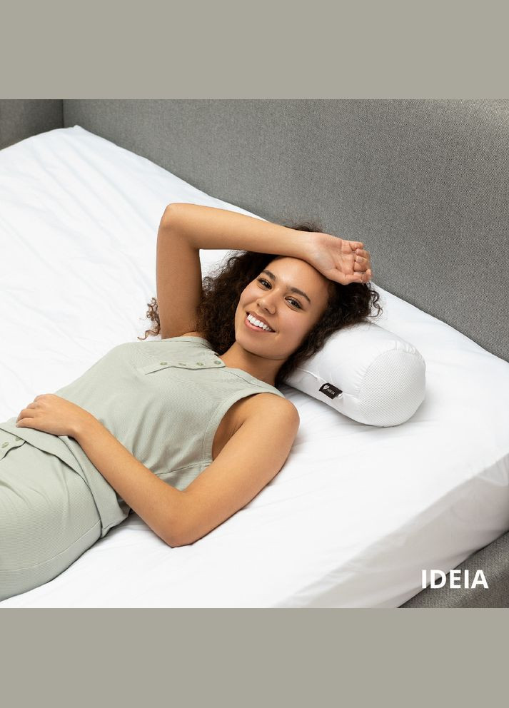 Подушка валик 15х40 см антиалергенна, біла, підтримка для шиї та голови IDEIA (321990713)