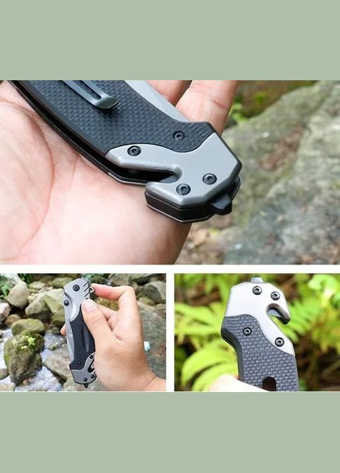 Ніж складаний тактичний зі склобоєм та стропорізом GW 6760CFT No Brand (370770697)