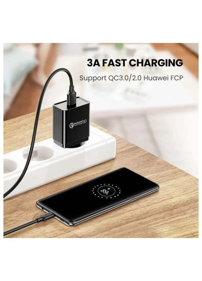 Дата кабель (20881) Ugreen USB 3.0 AM to USB-C 0.5m 3A US184 black (396693389)