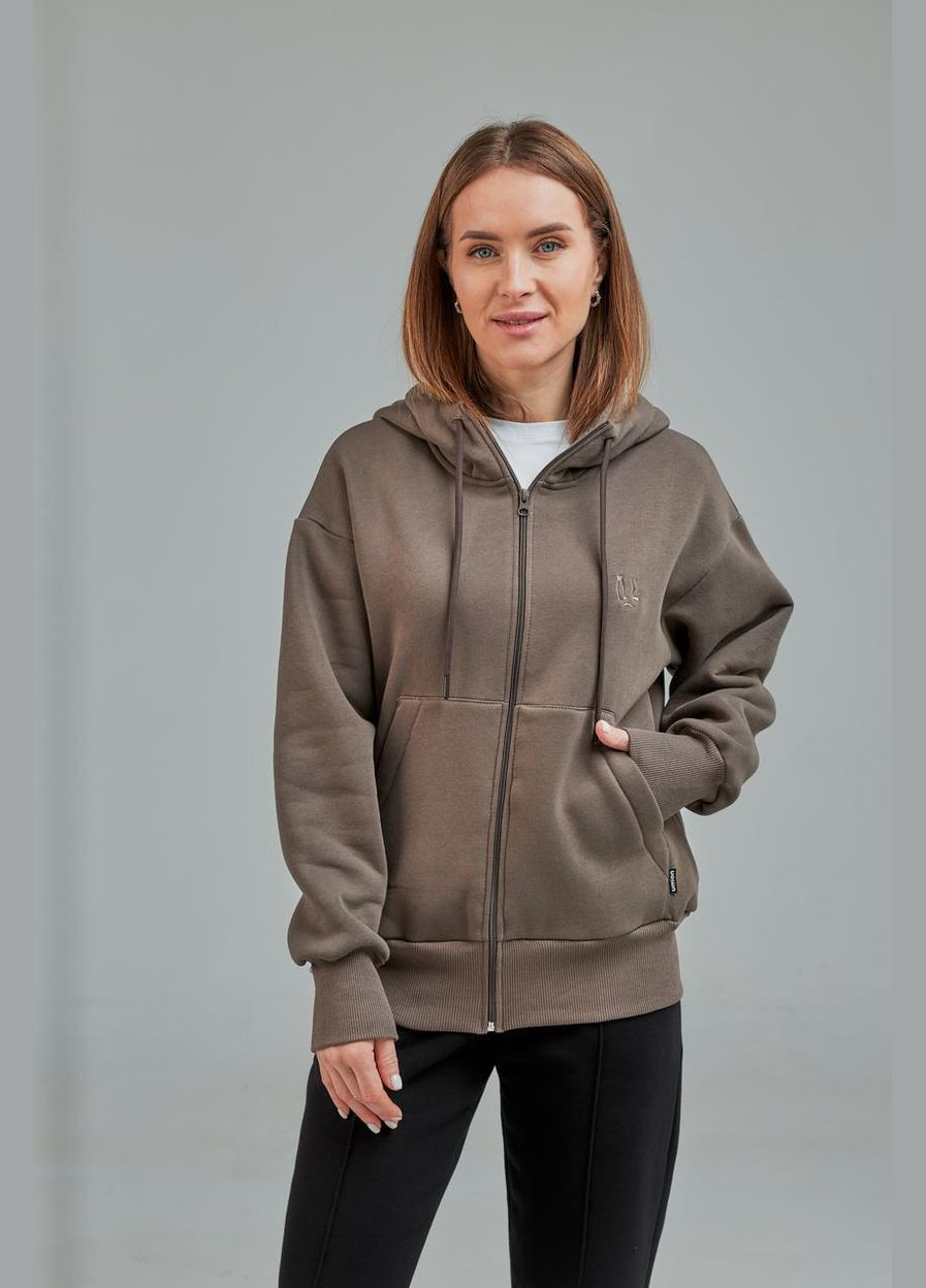 Комбинированный женская кофта на замке бежево-серая (м165.4) UMON (316684984)