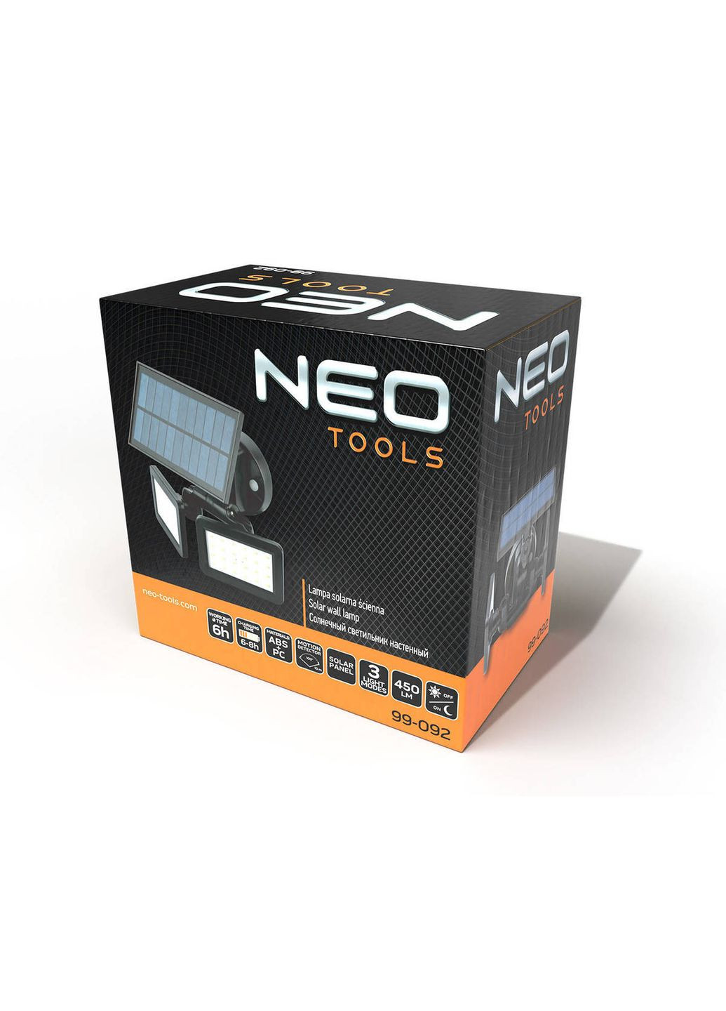 Світильник акумуляторний 3000мАг, 450лм, 5Вт, живлення від сонячного світла, датчик руху, сутінків, IP65 Neo Tools (315799171)