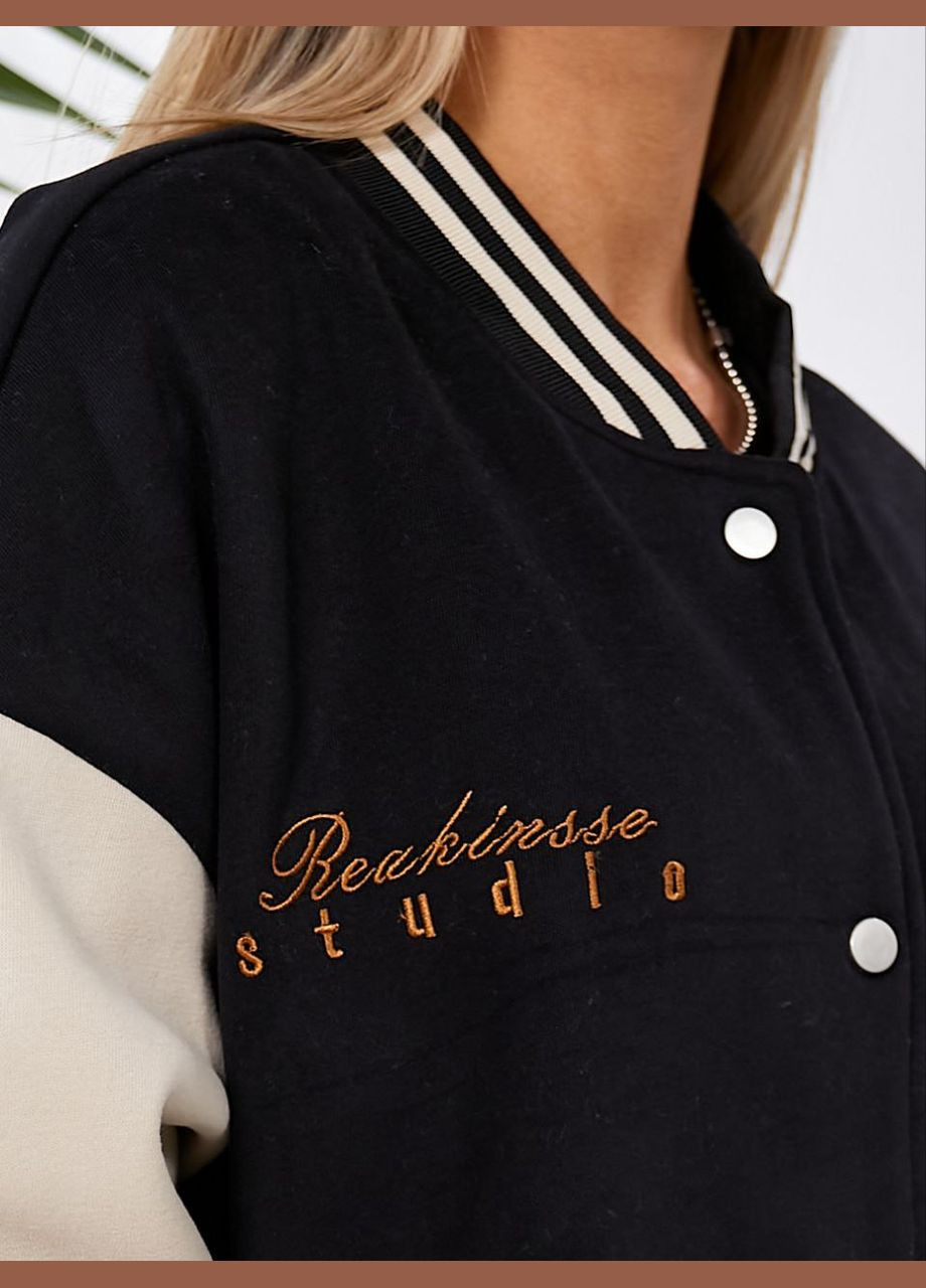 Черная демисезонная куртка бомбер AST