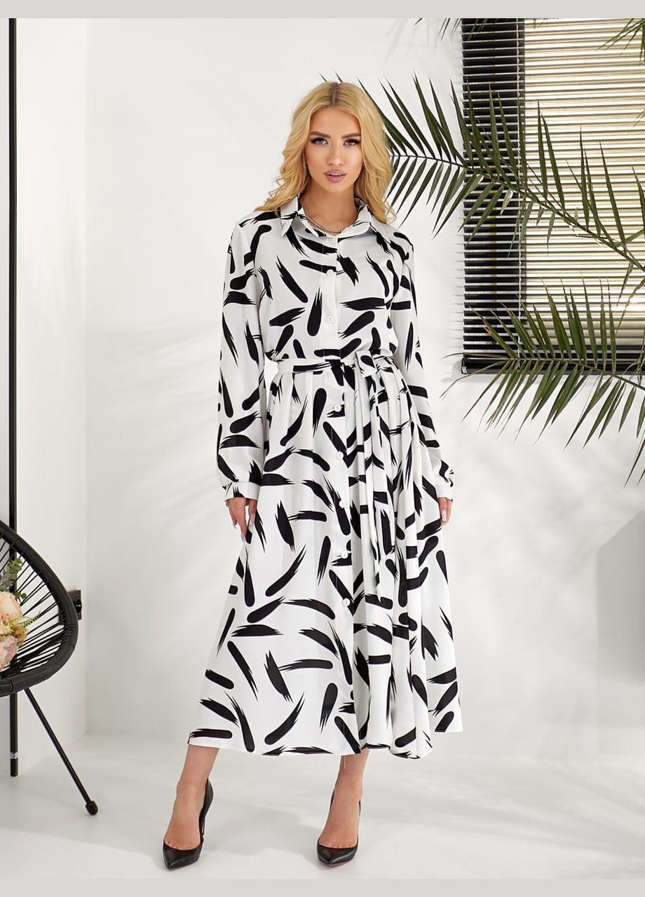 Білий легка сукня-сорочка бiлого кольору 31754 сукня-сорочка Fashion з малюнком