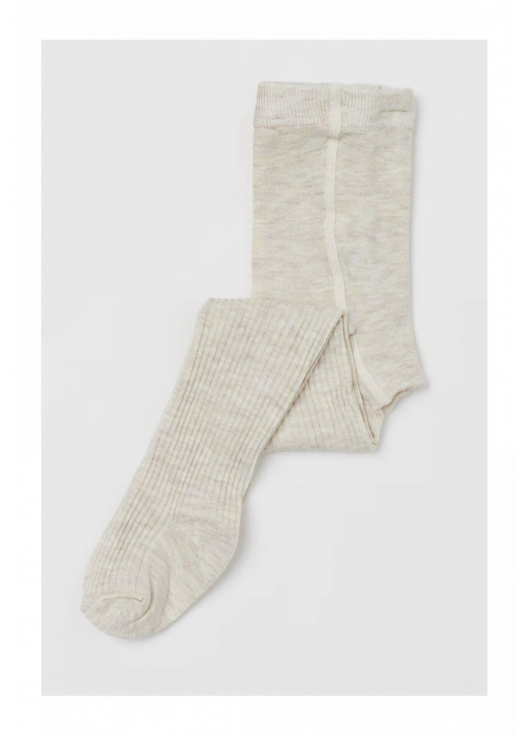 Колготки трикотаж бавовняні в рубчик для дівчинки 0939708-4 062-68 см (2-6 міс.) бежевий H&M (367020210)