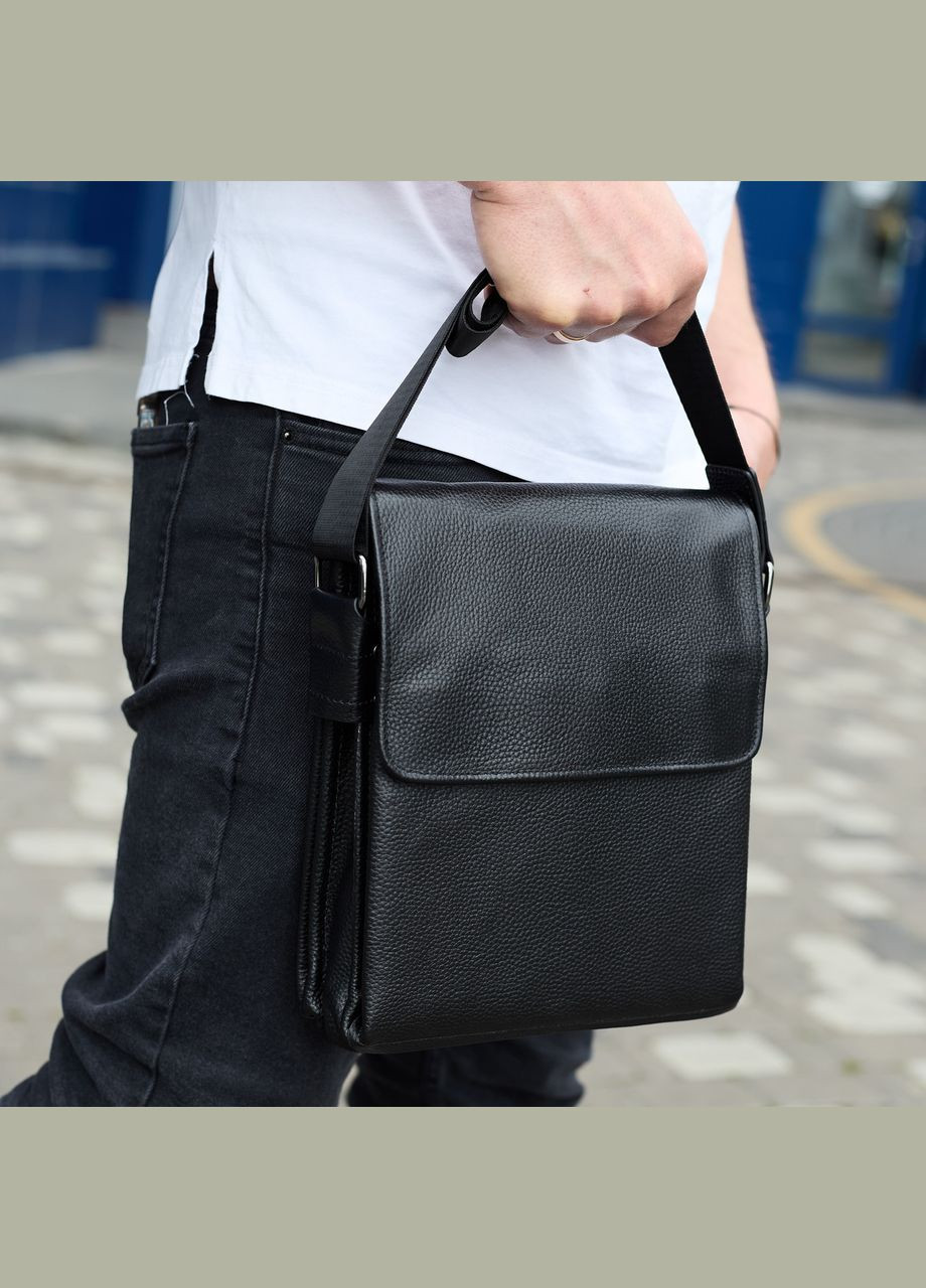 Сумка месенджер шкіряна барсетка для чоловіка чорна 35775 Tiding Bag (336182110)