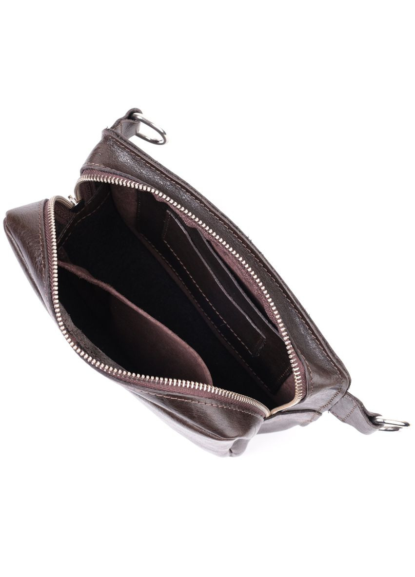 Сумка мужская кожаная через плечо бананка на пояс 22575 Коричневый Grande Pelle (306882233)