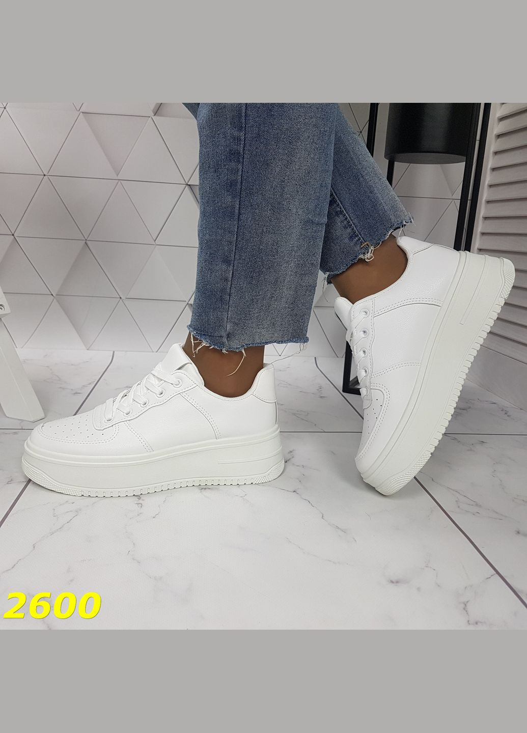 Кросівки на високій платформі білі No Brand білі (322650820)