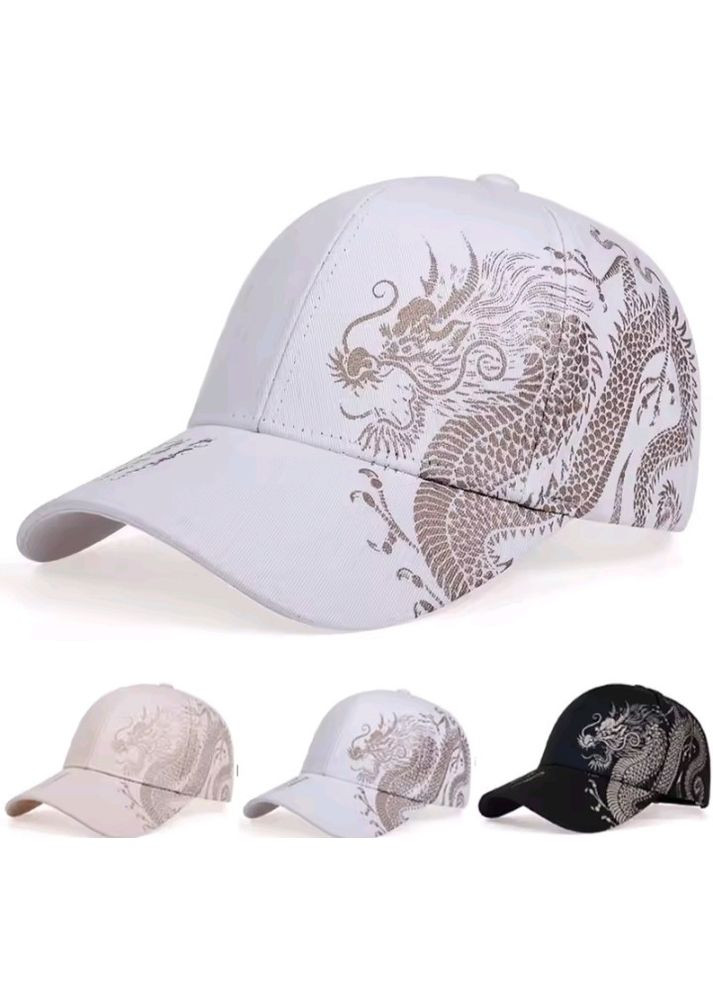 Біла літня кепка з принтом дракона в китайському стилі, бейсболка з вигнутим козирком, унісекс No Brand (366547178)