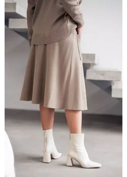 Жіноча трикотажна спідниця-трапеція з кишенями MKLN2301/1-1 Nita (365652909)
