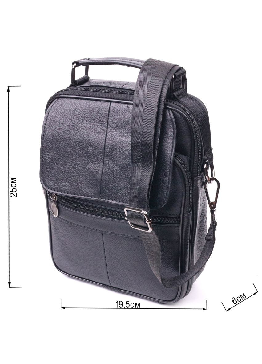 Шкіряна сумка крос боді чоловіча через плече чорна 21396 Vintage (329197808)