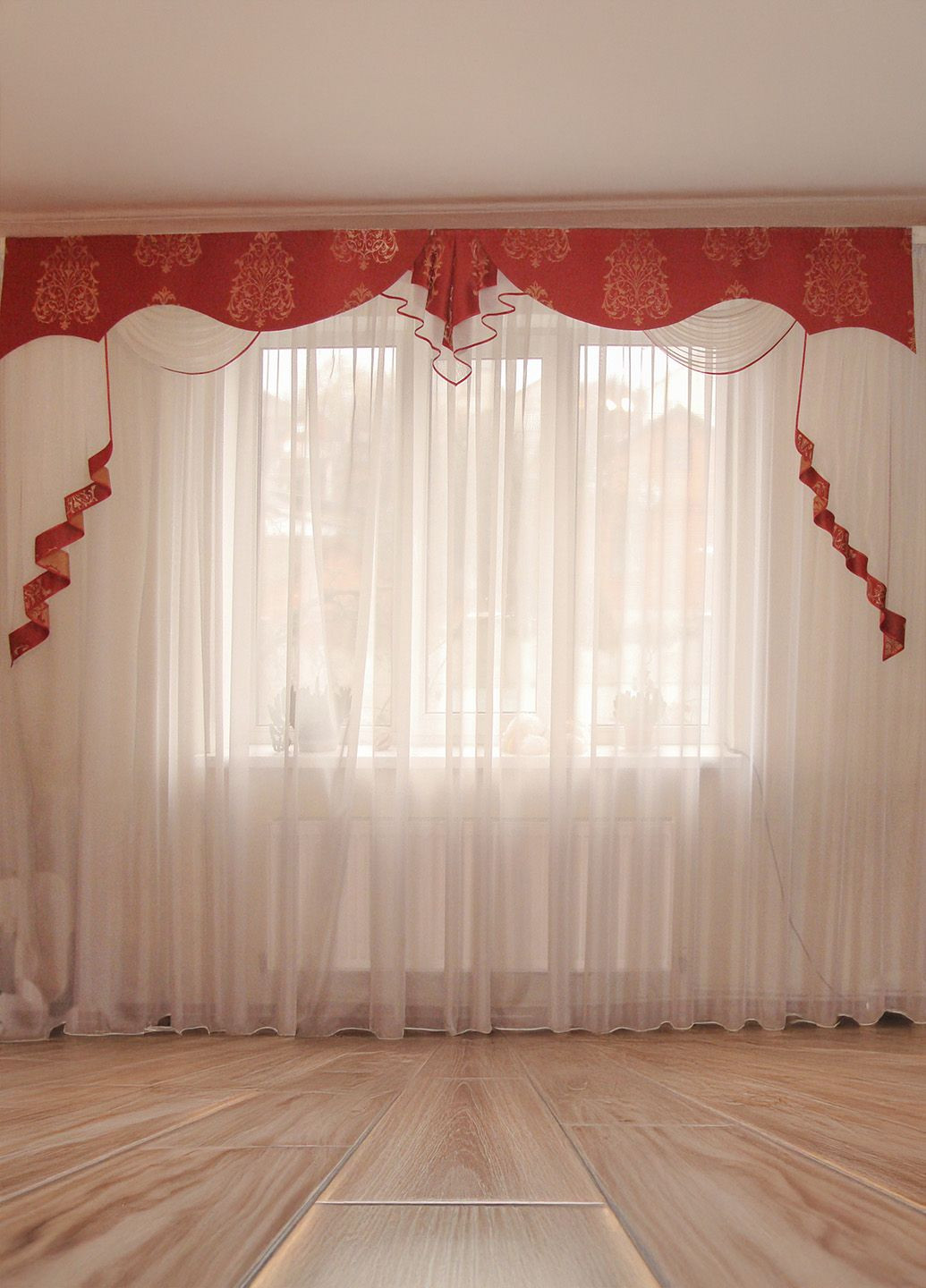 Жорсткий ламбрекен каскад 3м Теракотовий (142_4ж) Firanka Damask (345733300)