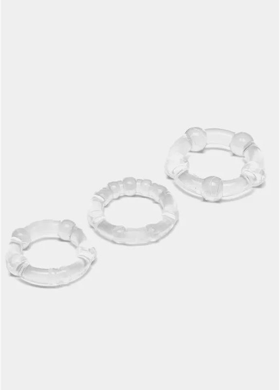 Эрекционные силиконовые кольца для продления полового акта 3 шт в комплекте Прозрачные No Brand (284343841)