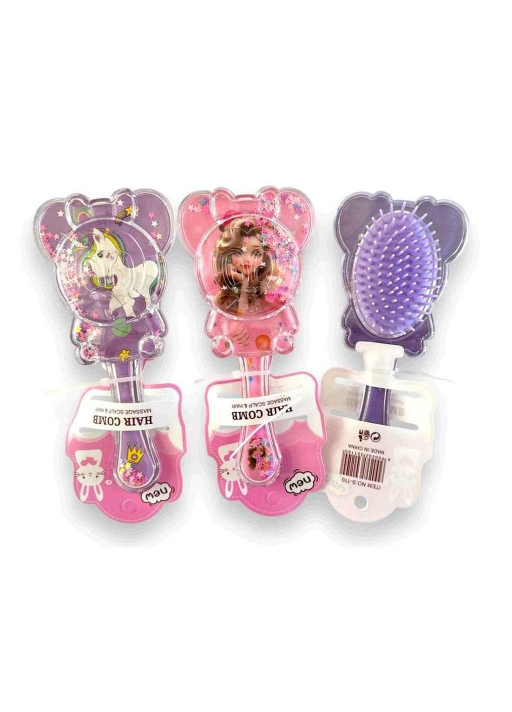 Расческа для волос Массаж пластик детский фигура девушка с блеском № S-110 ТМ Silver Style (311956527)