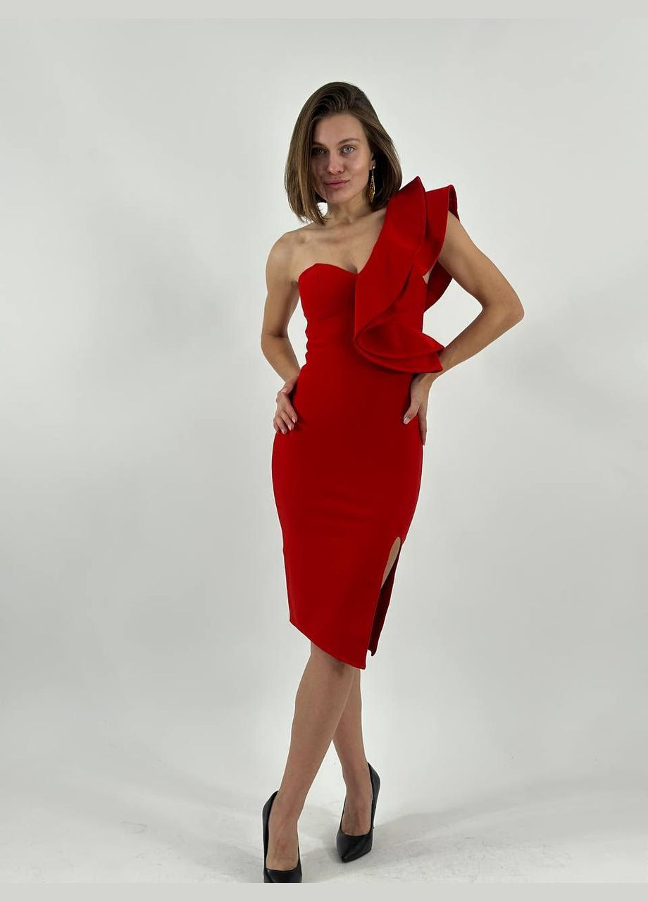 Червона святковий, коктейльна, вечірня сукня F&P однотонна