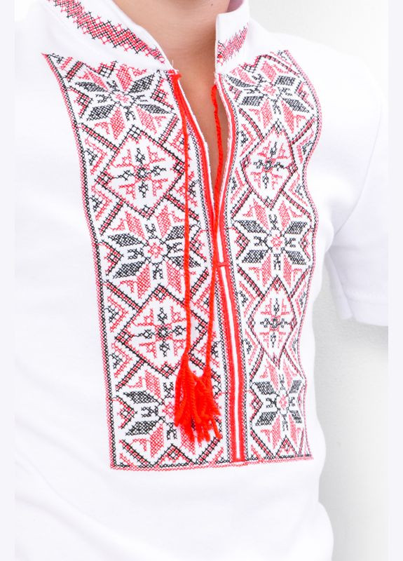 Белая вышиванка для мальчика с коротким рукавом (p-11938) Носи своє узор геометрический хлопок (340917321)