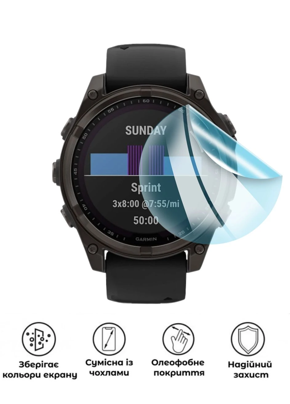 Защитная гидрогелевая глянцевая пленка Grade D на экран часовGarmin Fenix 8 Solar (47mm) No Brand (371699977)
