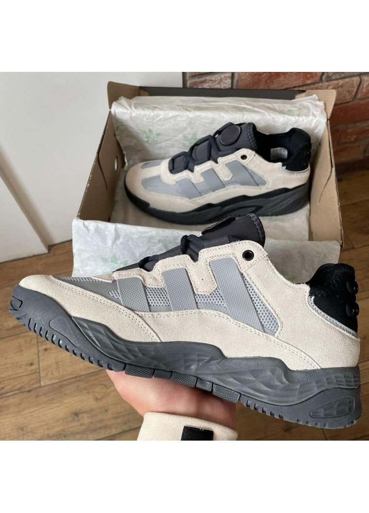 КРОССОВКИ ЖЕНСКИЕ ADIDAS NITEBALL GREY BLACK 2 АДИДАС НАЙТБОЛ No Brand серые демисезоны (367171849)