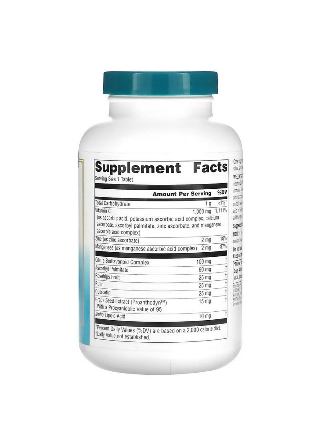 Витамины и минералы Wellness Vitamin C-1000, 100 таблеток Source Naturals (293341993)