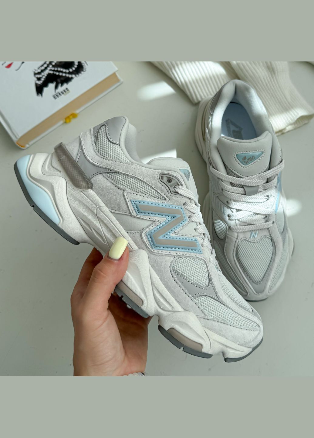 Кроссовки женские и мужские New Balance 9060 Raincloud Quarry Blue | Нью Беланс 9060 белые No Brand белые демисезоны (347640458)