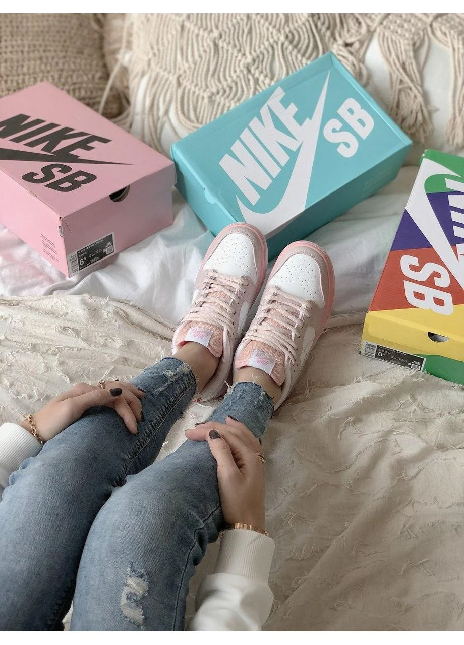 Розовые демисезонные кроссовки мужские nike sb dunk low pink bird найк сб данк No Brand