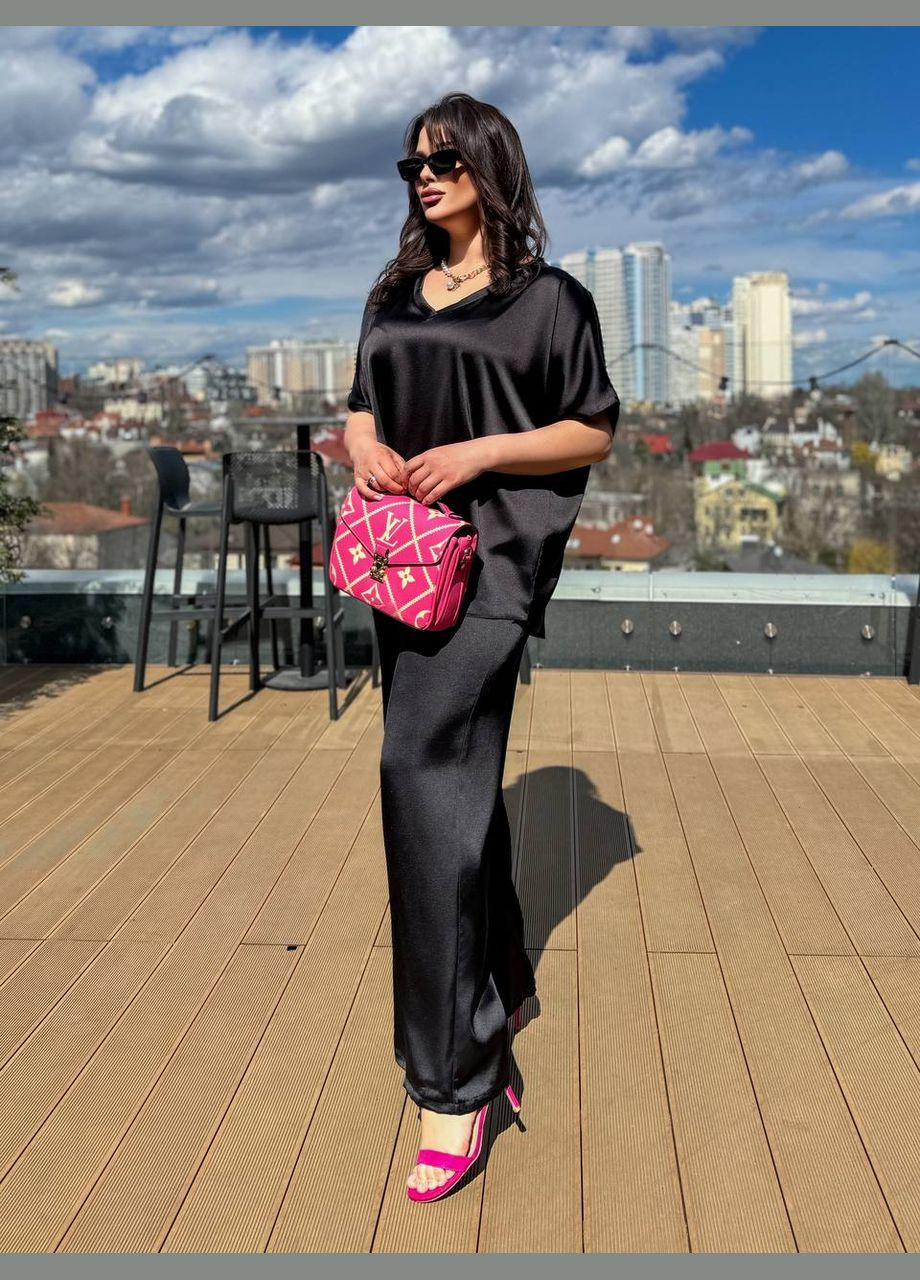 Жіночий костюм із шовку Армані колір чорний р.48/52 454071 New Trend (289843992)
