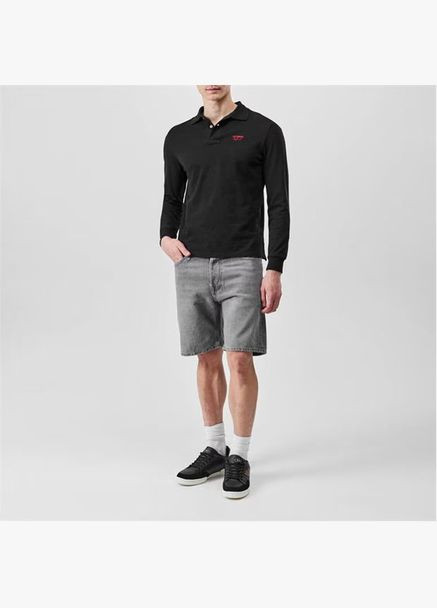 Чоловічий лонгслів Lee Cooper однотонний чорний кежуали піке