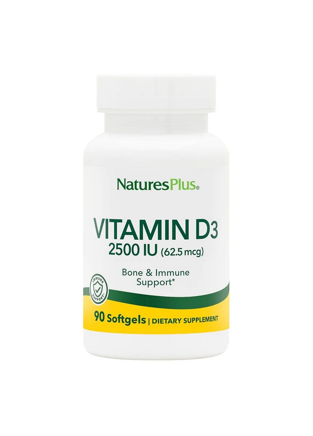 Вітаміни та мінерали Vitamin D3 2500 IU, 90 капсул Natures Plus (293342908)