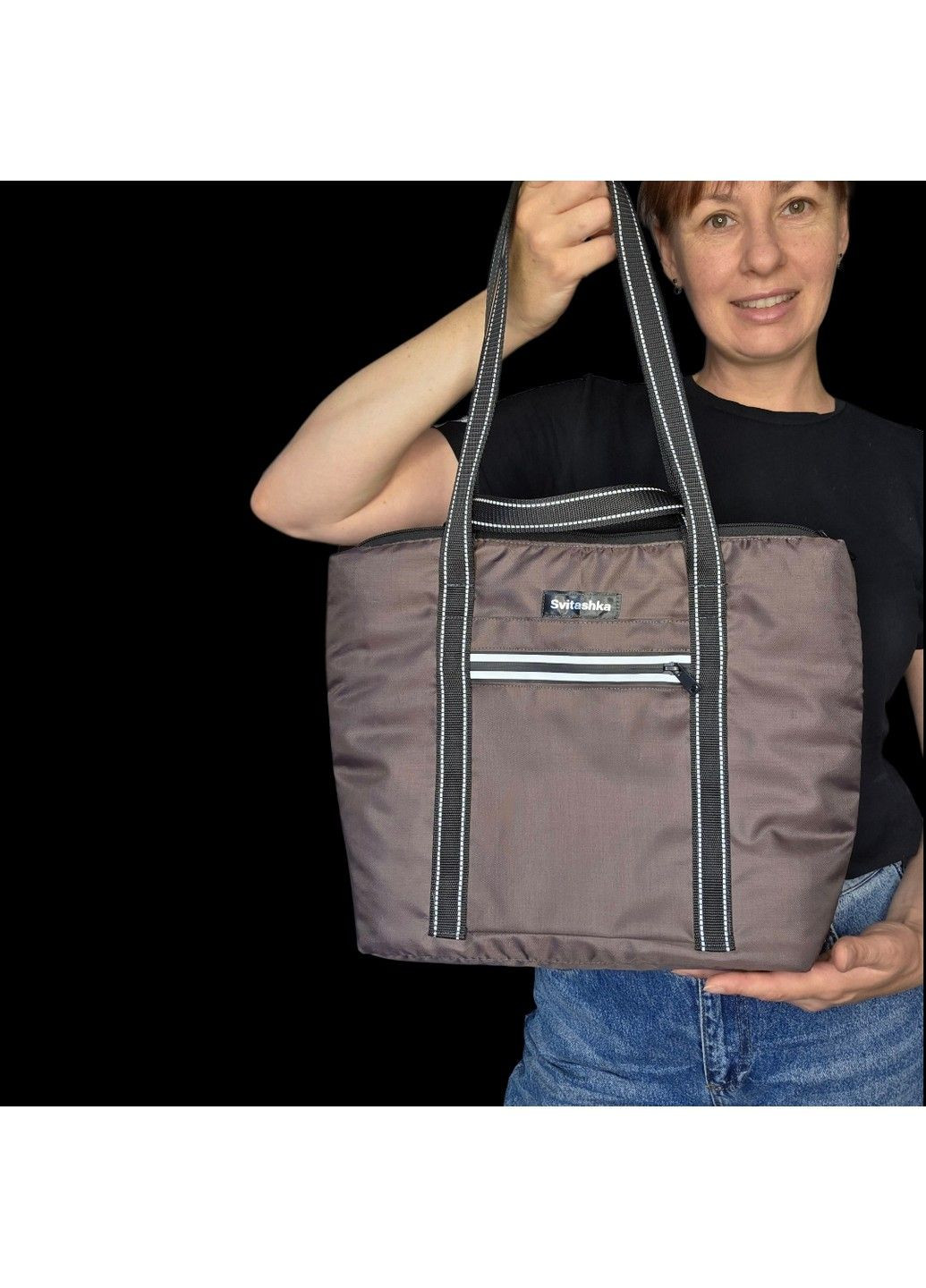 Светоотражающая сумка Svitashka коричневая, водонепроницаемая, ткань Оксфорд No Brand (347346482)