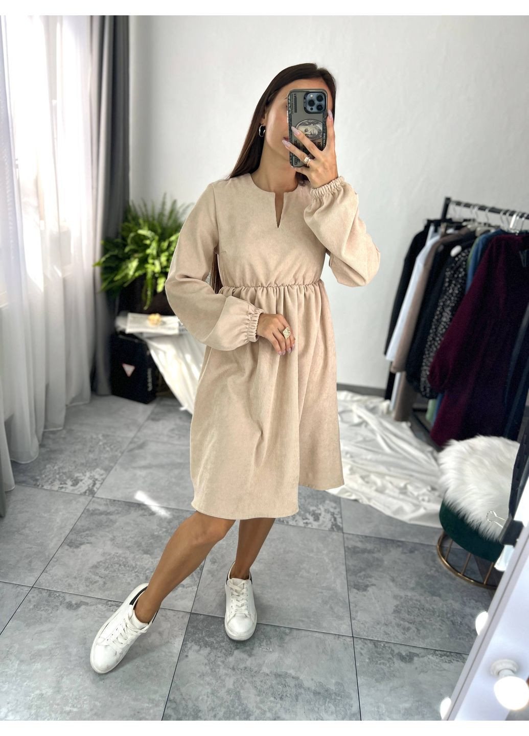 Бежева повсякденний, вечірня, ділова, кежуал жіноча сукня FINO Mode