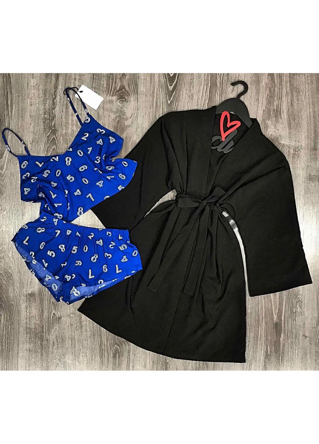 Блакитний демісезонний комплект халат і піжама GorLin