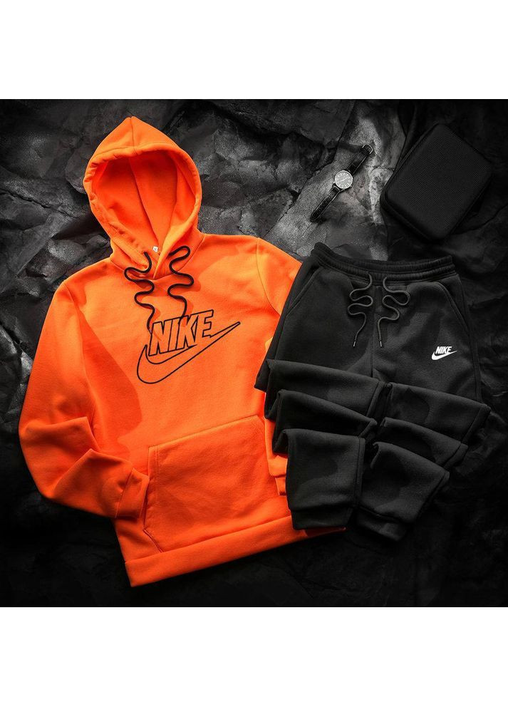 Помаранчевий костюм nike на флісі,худі та штани Україна