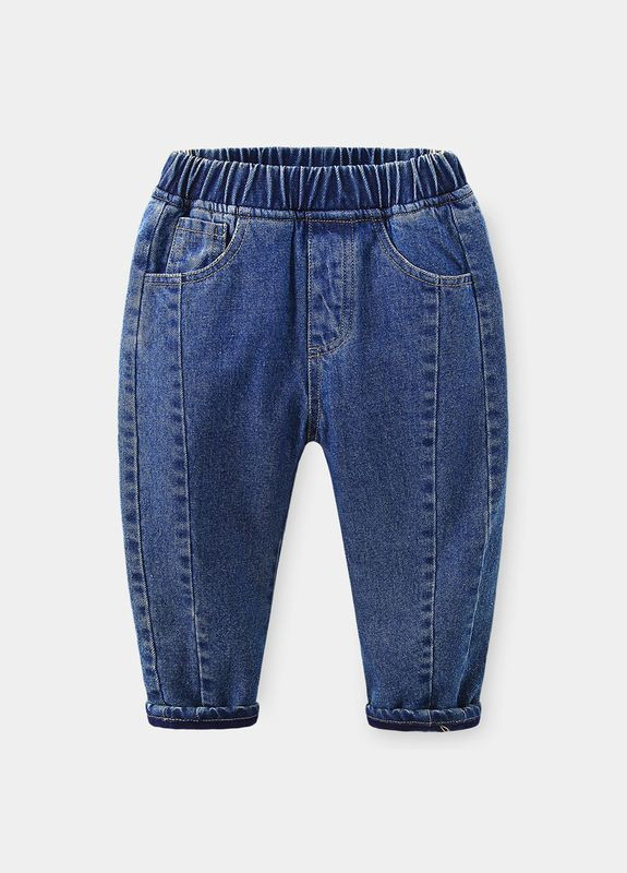 Синие демисезонные джинсы детские теплые с резинкой на поясе (синий 90см) (12820) Qoopixie
