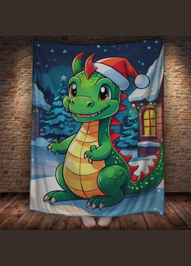 Плед с 3D принтом Рождественский Дракончик Год Дракона Перша Креативна мануфактура PERFECTUS Плед (301870821)