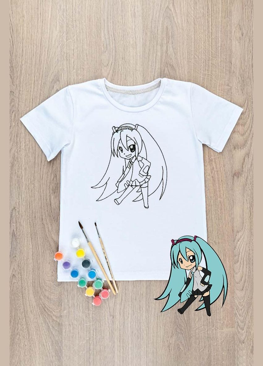 Біла демісезонна футболка-розмальовка дитяча міку No Brand