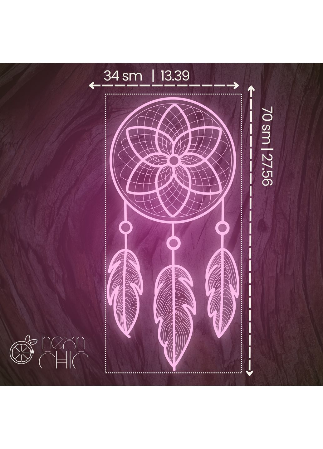 Неоновый светильник Ловец снов с контролером Розовый NeonChic (367115474)
