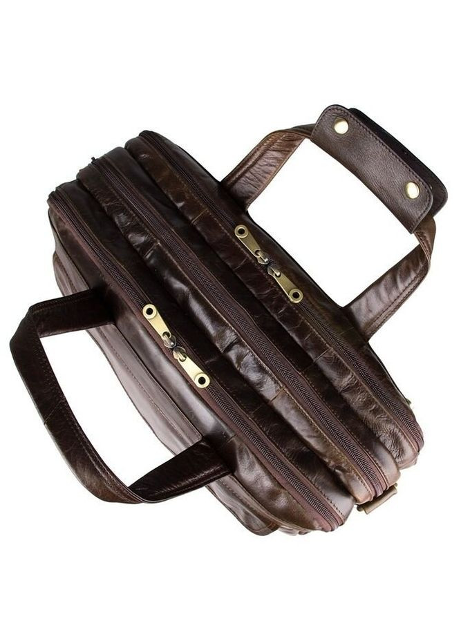 Чоловіча сумка для ноутбука 15.6 дюймів з трьома відділеннями натуральна коричнева шкіра (sku_14247) No Brand (328922197)