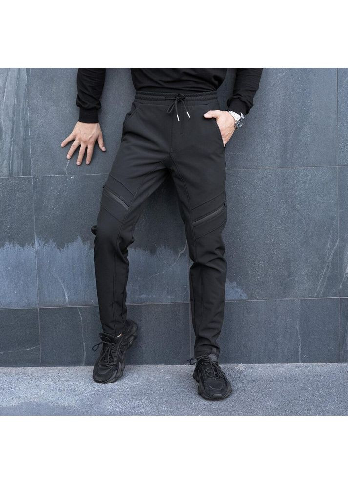 Армейские зимние штаны на флисе Карго черные No Brand (356509123)